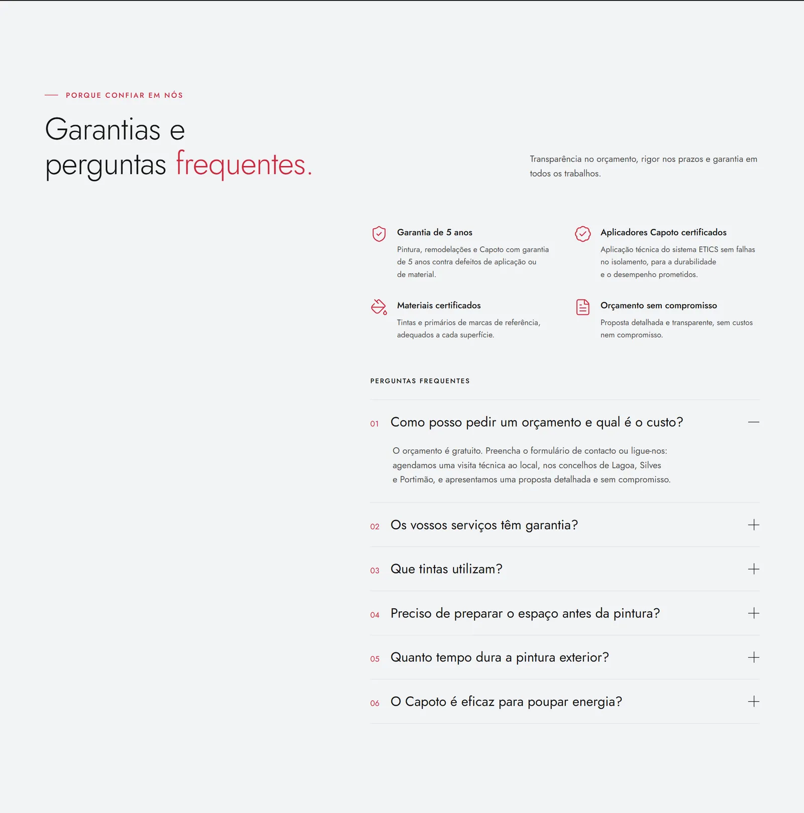H.M. Pinturas — garantias e perguntas frequentes